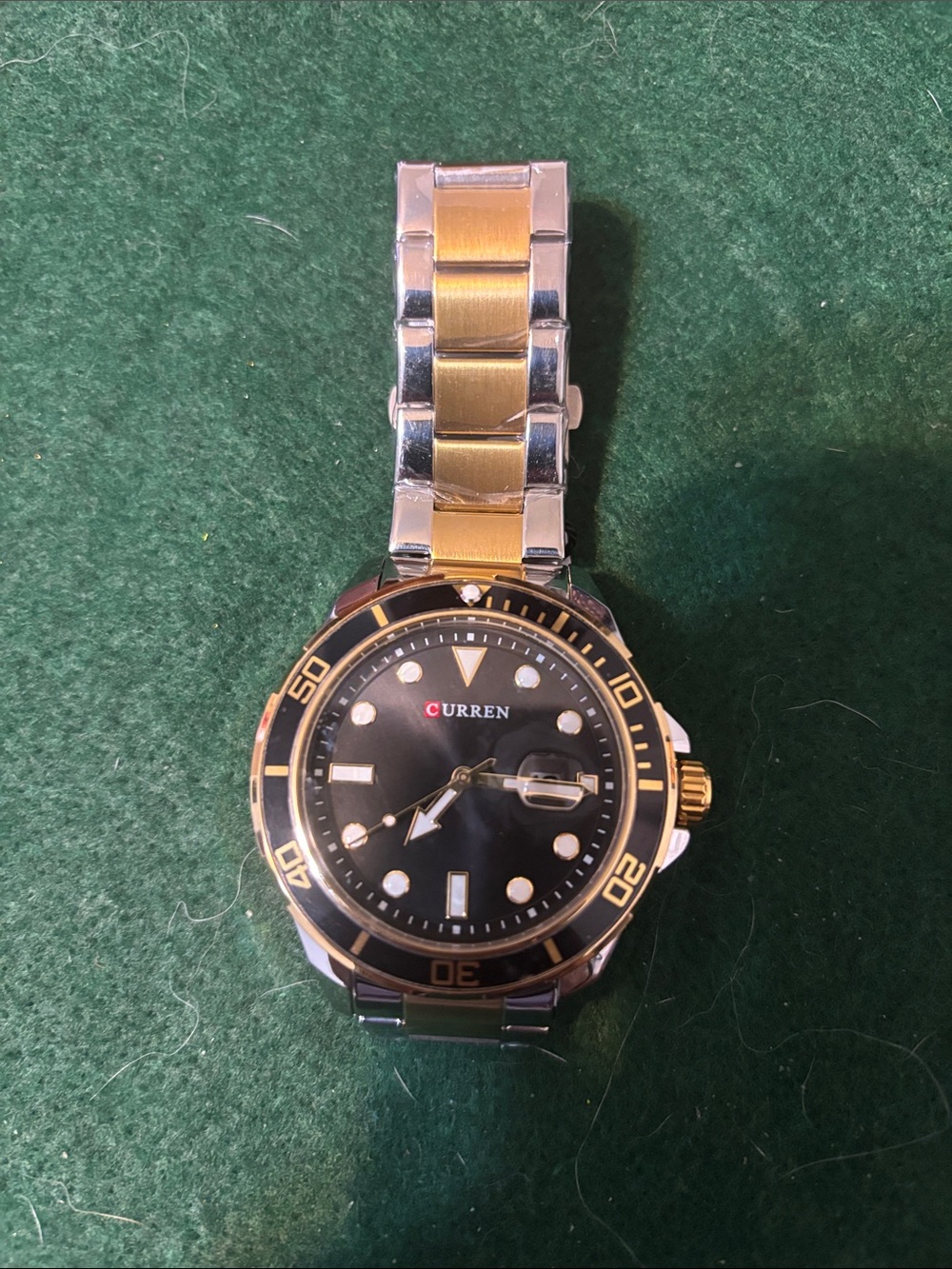 Men’s Two-Tone Black Dial Stainless Steel Watch